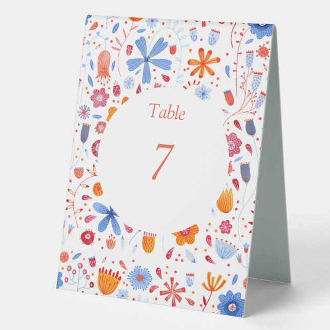 Flower Meadow Watercolor Table Tent (Front)