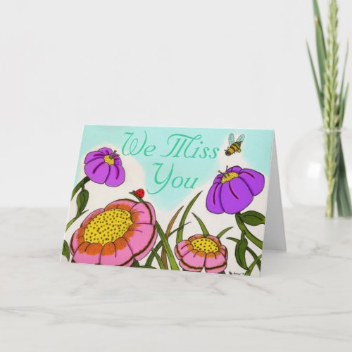 Flower Meadow We Miss You Card