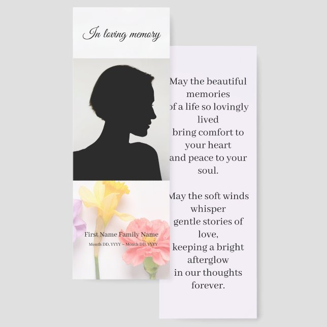 Flower memorial bookmarks (Front & Back)