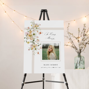 Flower Memorial Celebration of Life Funeral Sign