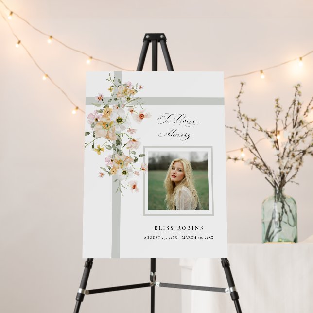 Flower Memorial Celebration of Life Funeral Sign (In Situ (Stand))