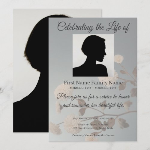 Flower memorial invitation