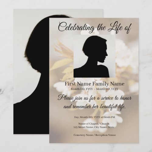Flower memorial invitation