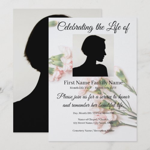 Flower memorial invitation