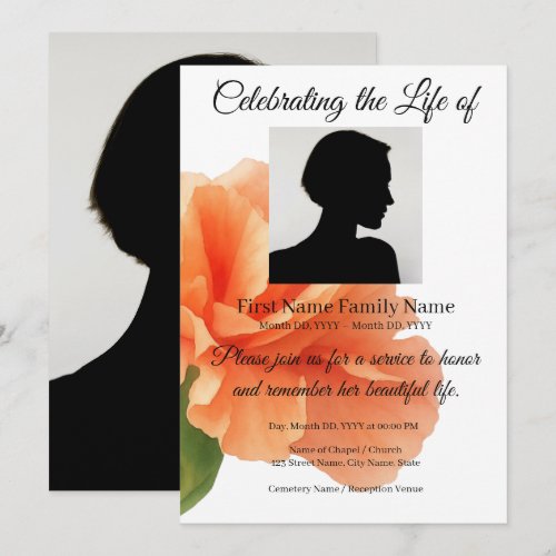 Flower memorial invitation