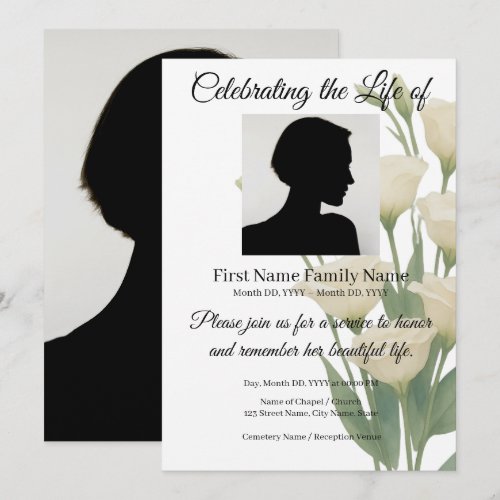Flower memorial invitation