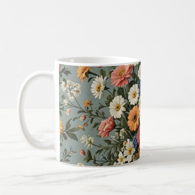 Flower mix in a vase coffee mug (Left)