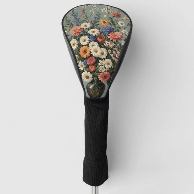 Flower mix in a vase golf head cover (Front)