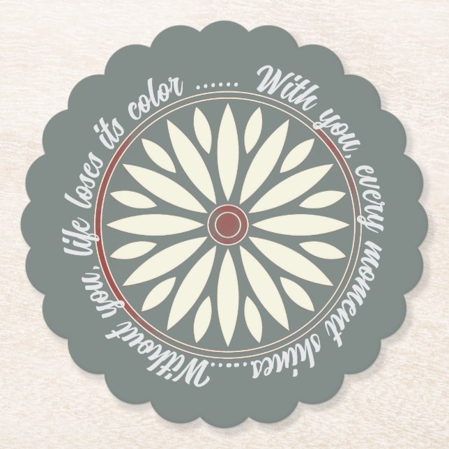 FLOWER MODERN GIFT FROM MOM DAD SISTER SON BOSS PAPER COASTER (Front)
