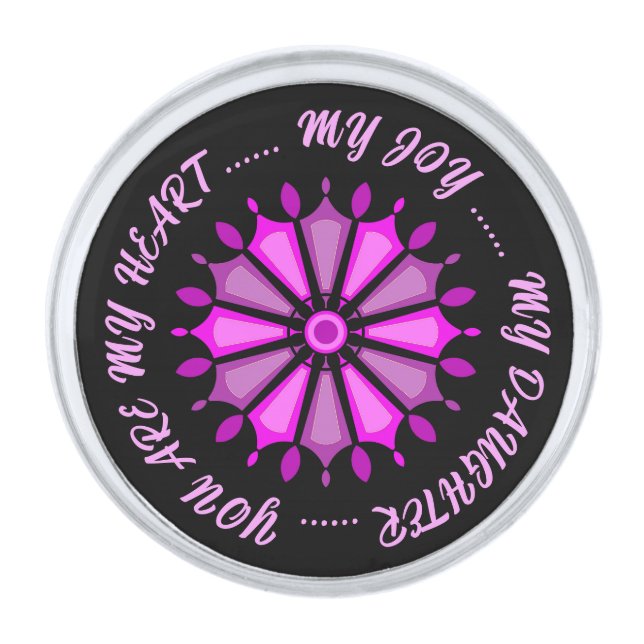 FLOWER MODERN GIFT FROM MOM DAD SISTER SON BOSS SILVER FINISH LAPEL PIN (Front)