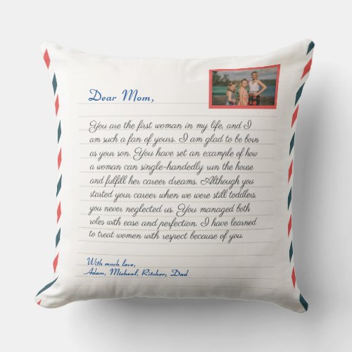 Flower Modern handwritten love mom grandma message Throw Pillow