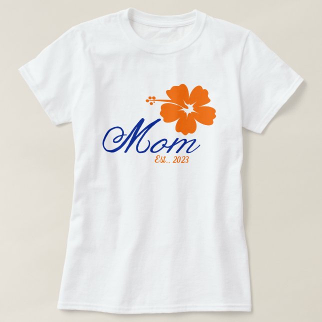 Flower Mom Established Custom Mother's Day T-Shirt (Design Front)