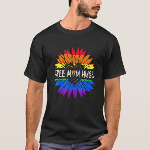 Flower Mom Hugs Gay Pride LGBT Daisy Rainbow T_Shirt