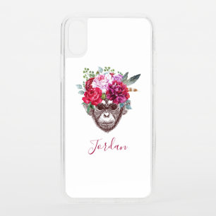 Flower Monkey Face Add Your Name iPhone XS Case
