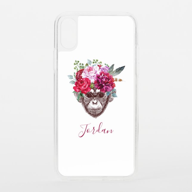 Flower Monkey Face | Add Your Name Uncommon iPhone Case (Back)