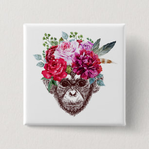 Flower Monkey Face Button