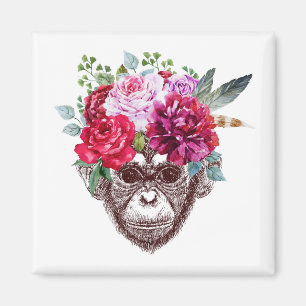Flower Monkey Face Magnet