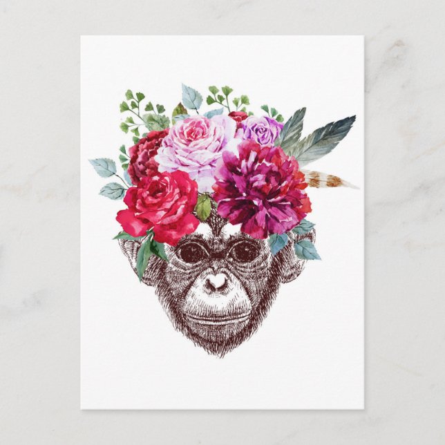 Flower Monkey Face Postcard (Front)