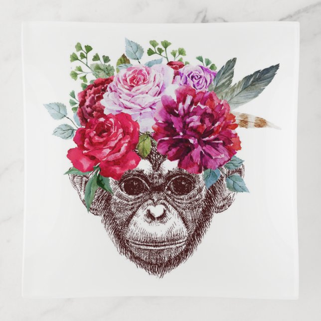 Flower Monkey Face Trinket Tray (Front)