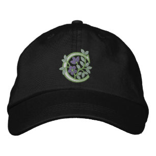 Flower Monogram Initial C Embroidered Baseball Cap