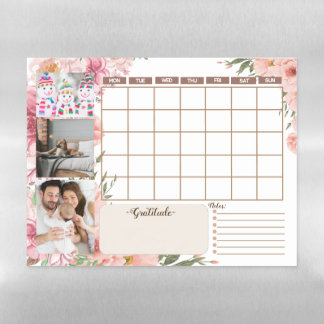 Flower Monthly Weekly Planner Calendar Photo Magnetic Dry Erase Sheet