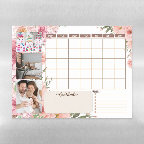 Flower Monthly Weekly Planner Calendar Photo  Magnetic Dry Erase Sheet