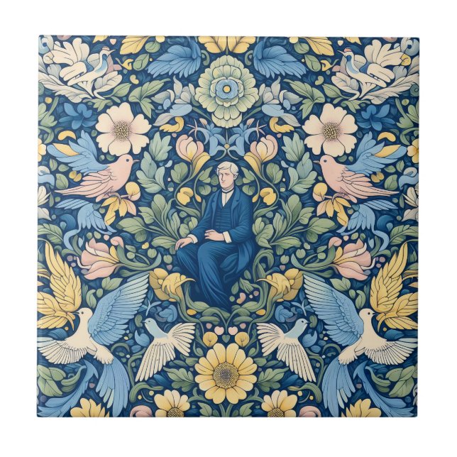 Flower Morris art Ceramic Tile (Front)