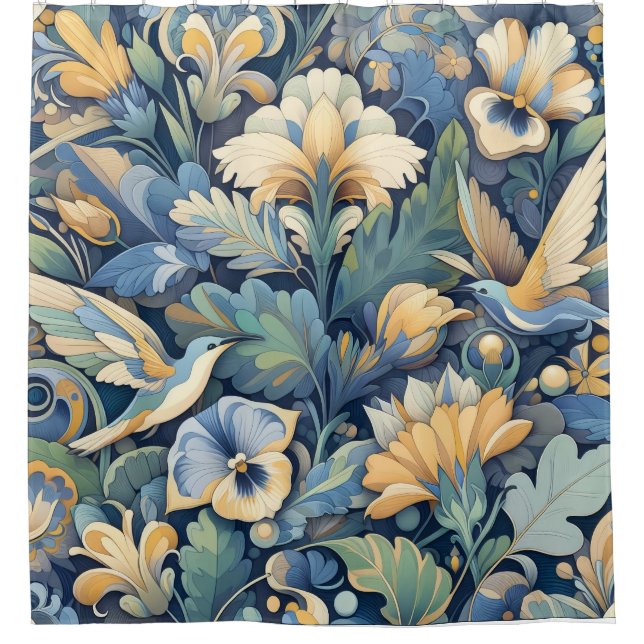 Flower Morris art Shower Curtain (Front)