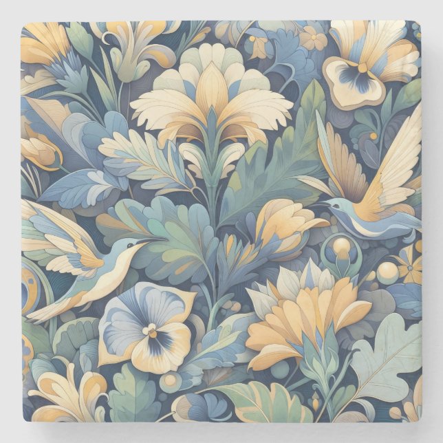 Flower Morris art Stone Coaster (Front)