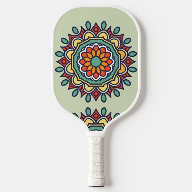 flower mosaic, Mandala-Pattern Pickleball Paddle (Front)