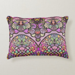 Flower mosaic pink pansy floral elegant floral accent pillow