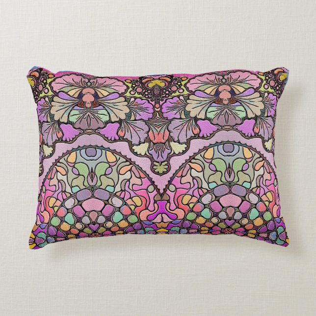 Flower mosaic pink pansy floral elegant floral accent pillow (Front)
