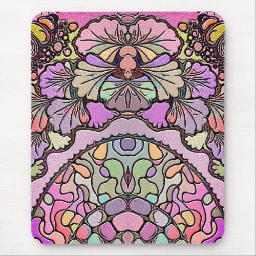 Flower mosaic pink pansy floral elegant mouse pad