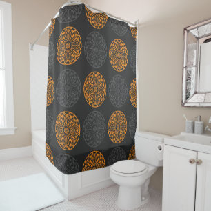 flower motif shower curtain