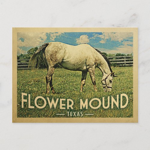 Flower Mound Texas Horse Farm _Vintage Travel Postcard