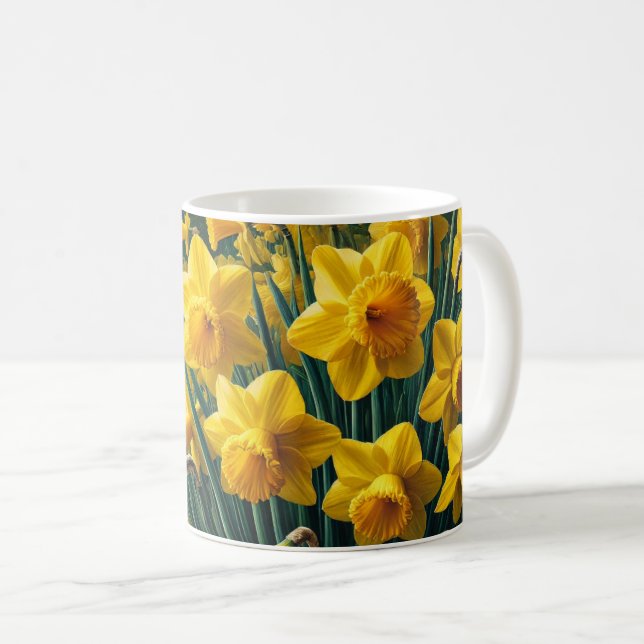 Flower mug with bright yellow daffodils (Front Right)