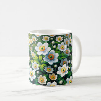 Flower mug with wild strawberry flowers