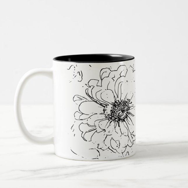 Flower Natural Two-Tone Coffee Mug (Left)