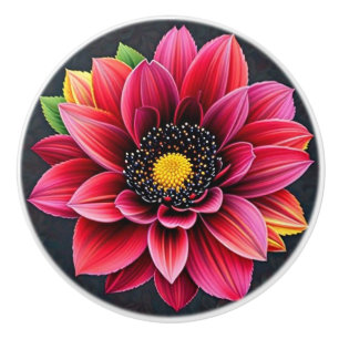 Flower noire  ceramic knob