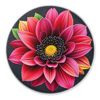 Flower noire  ceramic knob