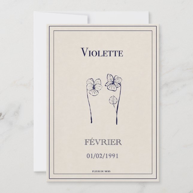 Flower of Birth gift card february violet (Front)