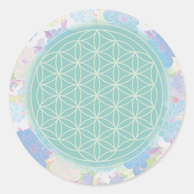 flower of green life, classic round sticker (Front)