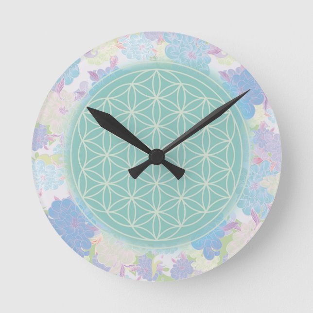 flower of green life, round clock (Front)