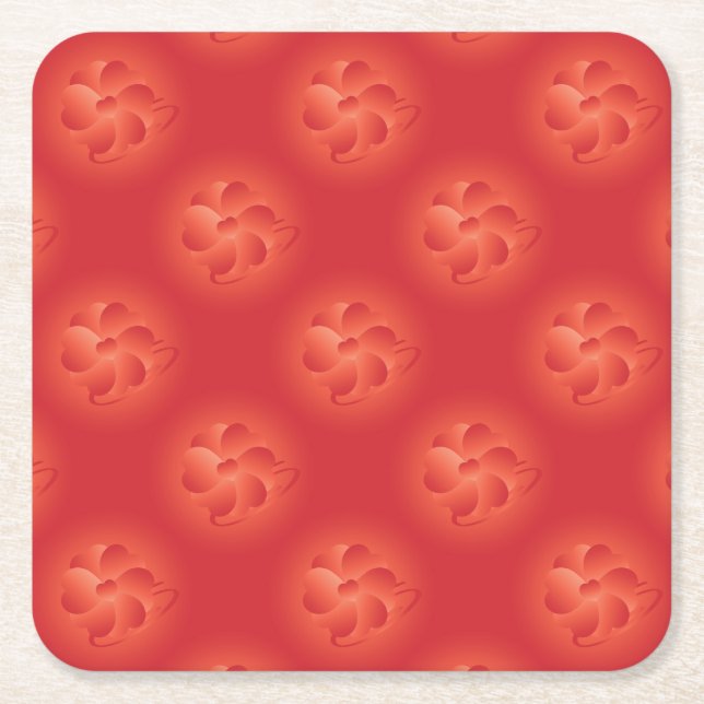 Flower of hearts square paper coaster (Front)