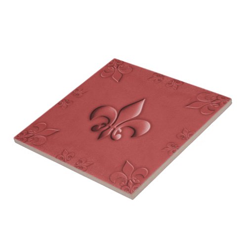 Flower of iles embossed brushed metalic tones ceramic tile