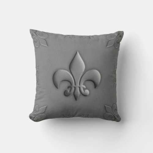 Flower of iles embossed brushed metalic tones  throw pillow