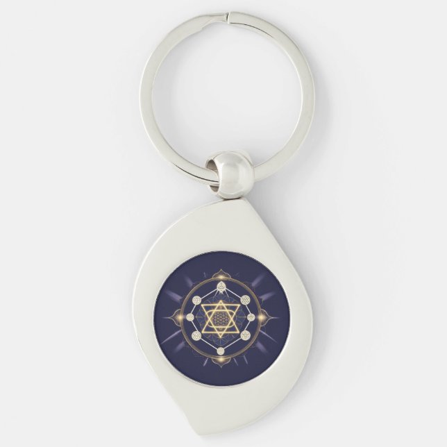 Flower of Infinity — Sacred Geometry Celestial Keychain (Front)