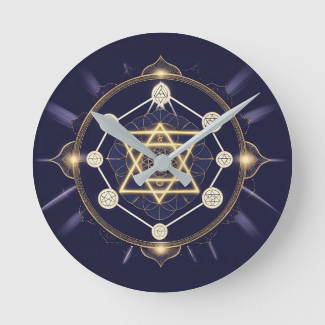 Flower of Infinity — Sacred Geometry Celestial Round Clock (Front)