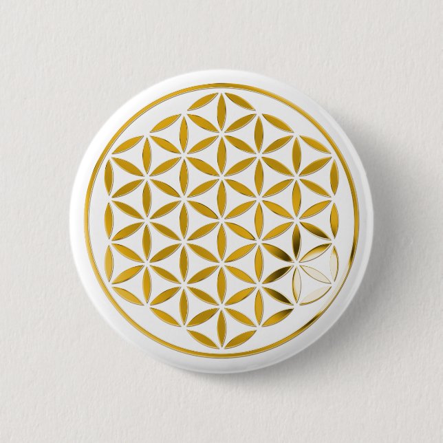 Flower Of Life 1 - Gold stamp Button (Front)