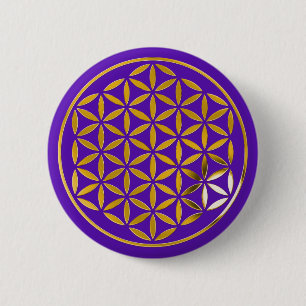 Flower Of Life 1 - Gold stamp   violet Pinback Button